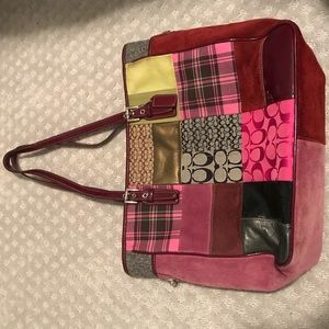 Suede patchwork Coach Tote